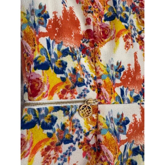 Antonio Melani Floral Print Cap Sleeve Dress With Zipper Accents Size 2 - Picture 4 of 14